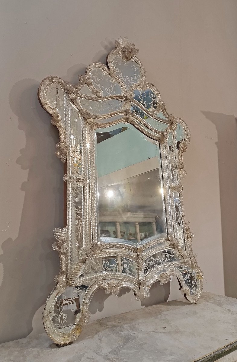 MIROIR EN VERRE DE MURANO DÉBUT 19ème SIÈCLE  -photo-2