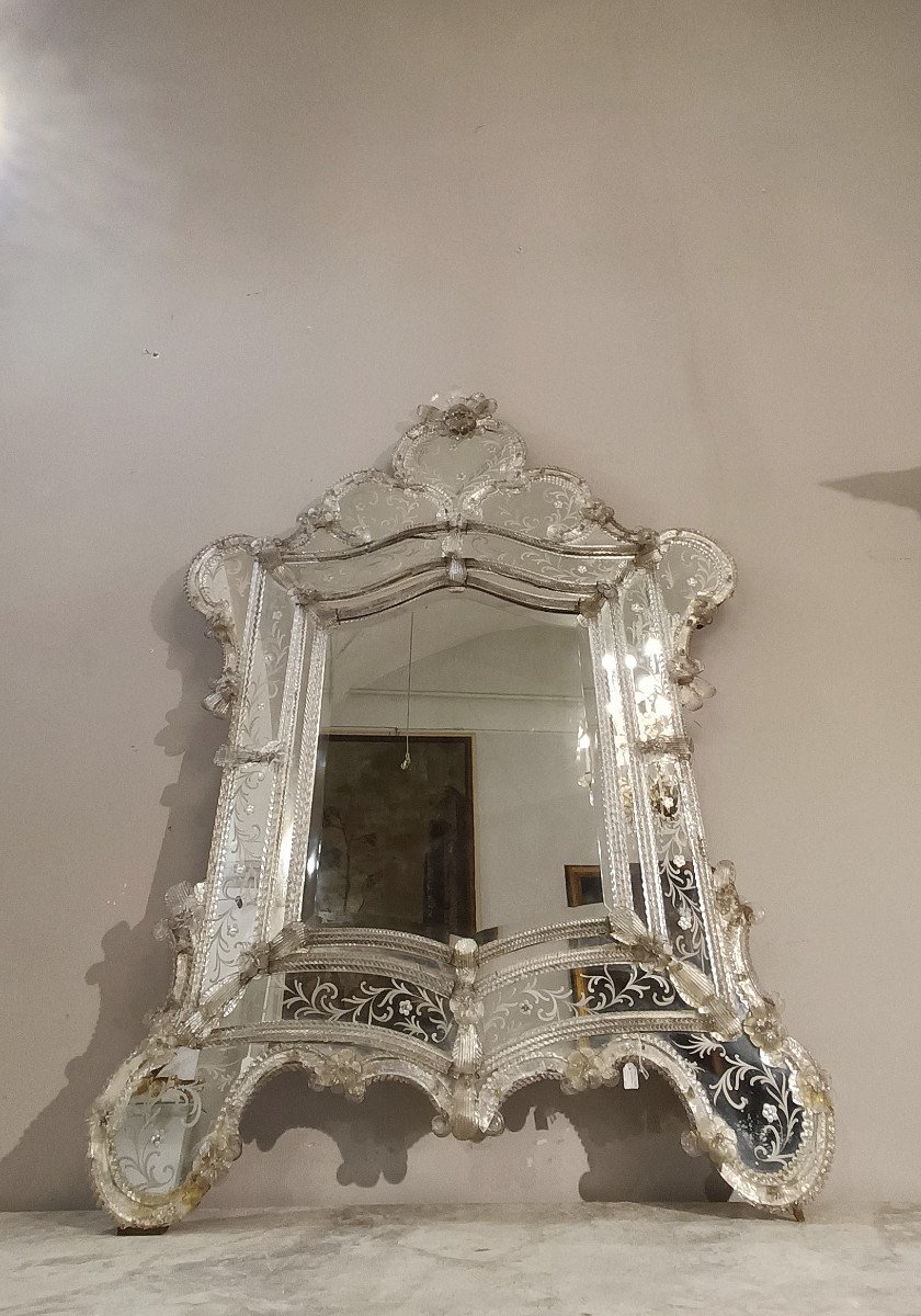 MIROIR EN VERRE DE MURANO DÉBUT 19ème SIÈCLE  -photo-1