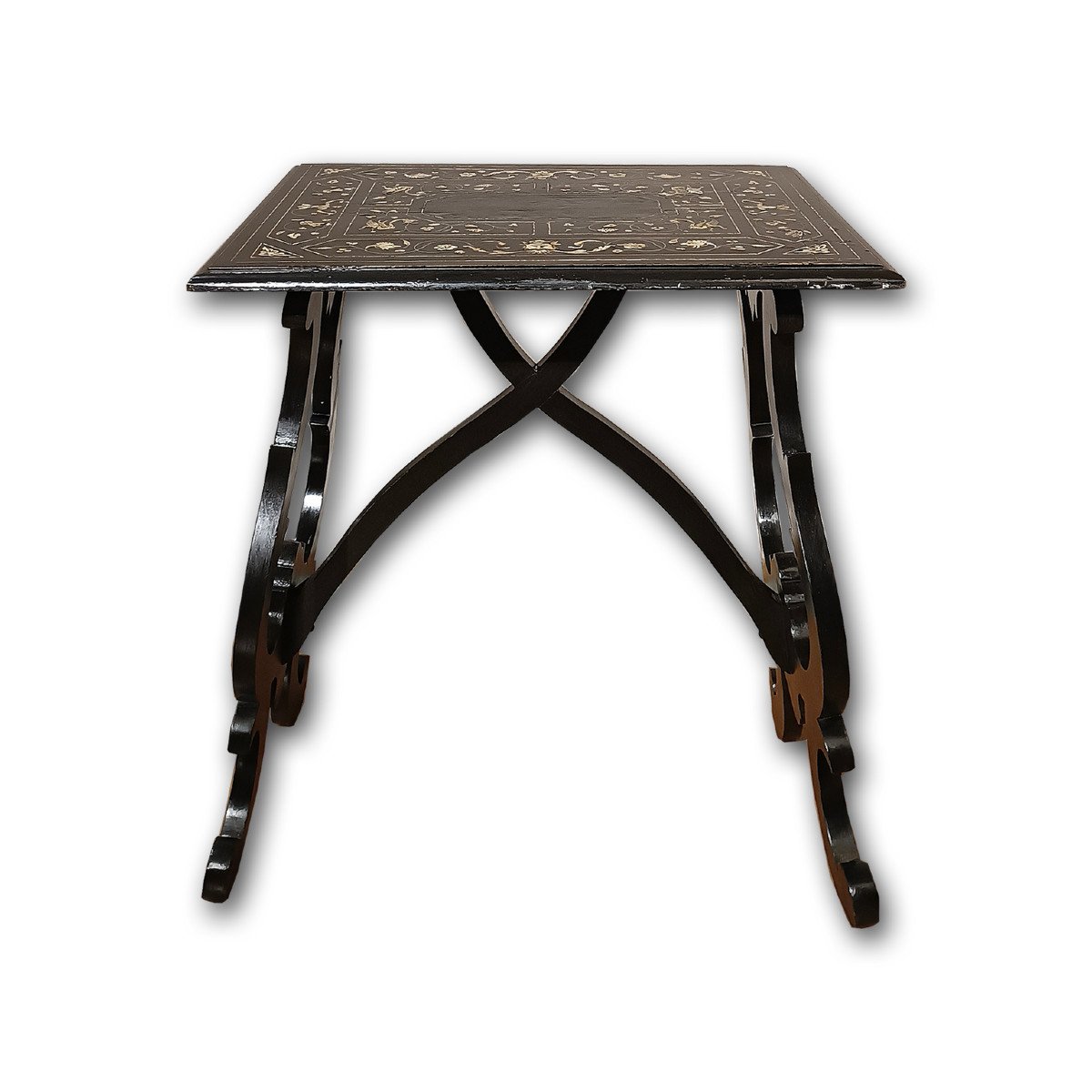 Mid-19th Century Ebonized Wood Coffee Table With Inlays 