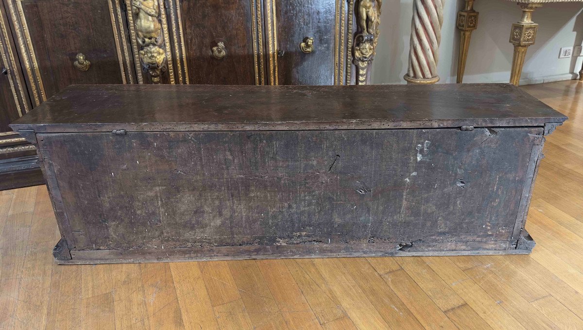 16th Century Walnut Chest With Golden Decorations -photo-1