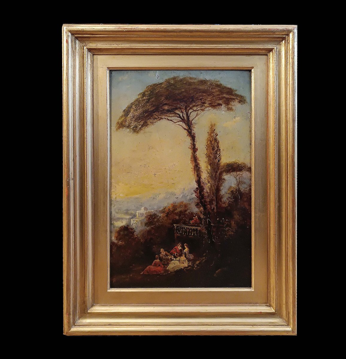 Late 18th Century Landscape Painting With Figures-photo-2