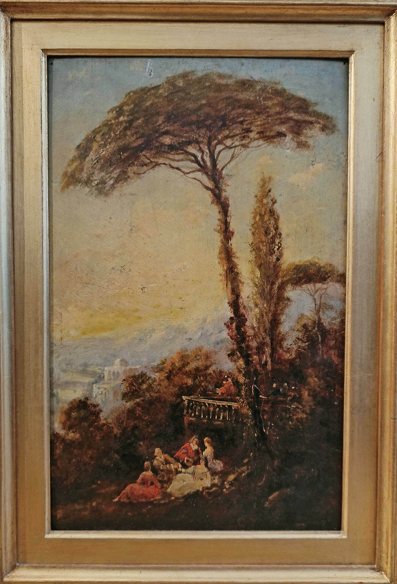 Late 18th Century Landscape Painting With Figures-photo-4