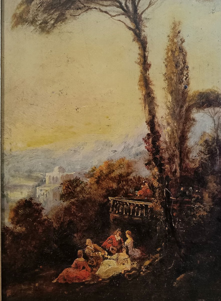 Late 18th Century Landscape Painting With Figures-photo-1