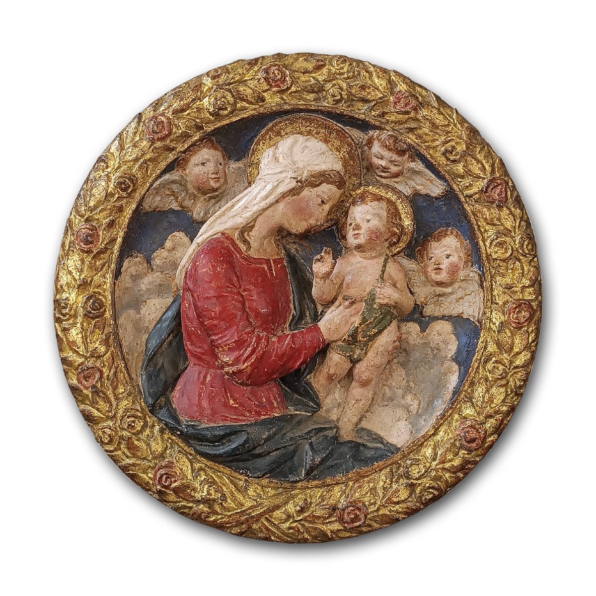 Mid-16th Century Polychrome Stucco Madonna And Child 