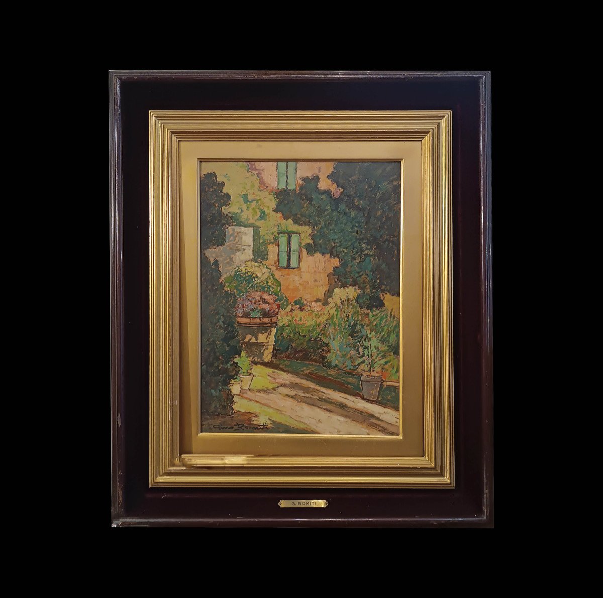 Early 20th Century Painting Glimmer Of Garden -photo-2