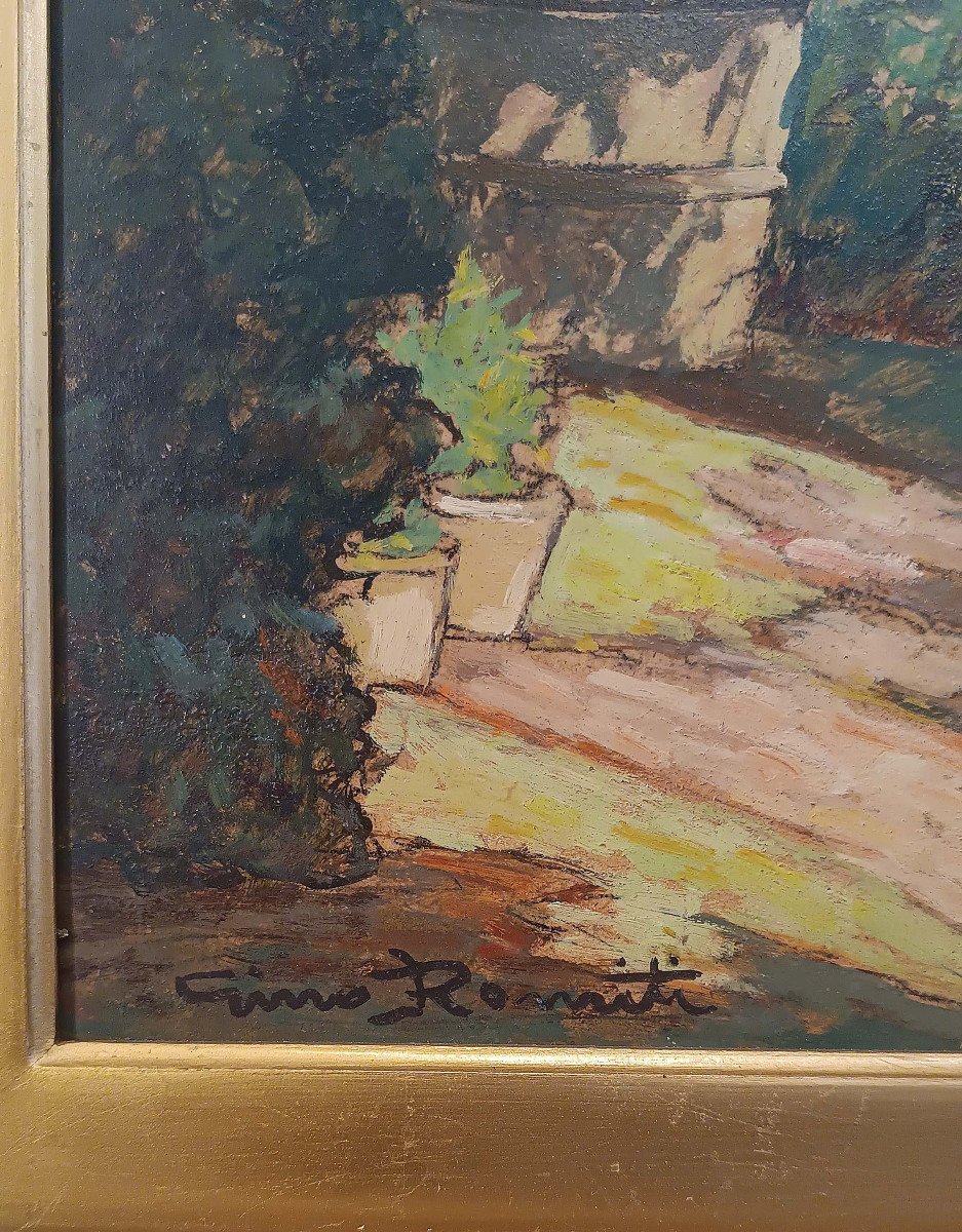 Early 20th Century Painting Glimmer Of Garden -photo-2