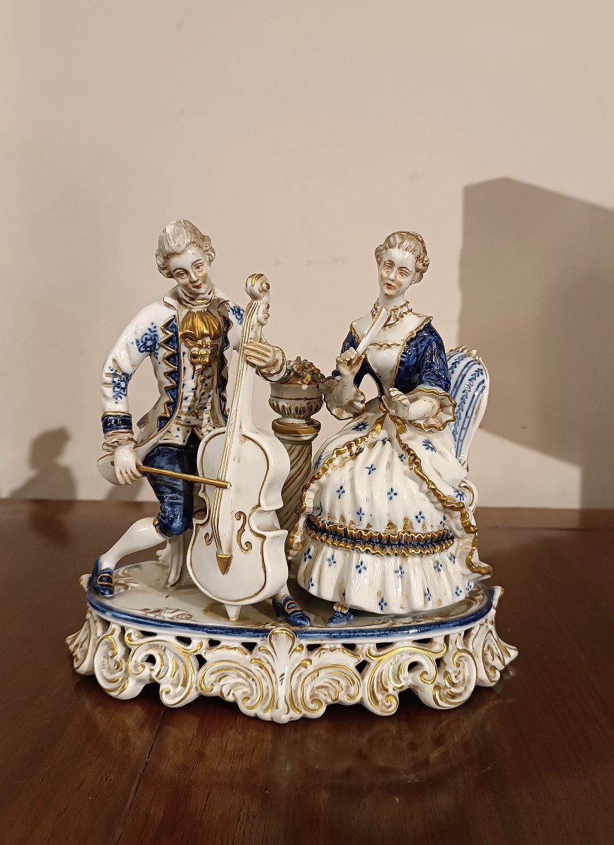 Late 19th Century Porcelain Sculpture Group “music Scene” -photo-2