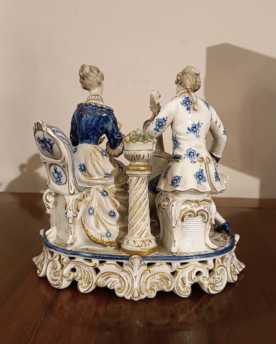 Late 19th Century Porcelain Sculpture Group “music Scene” -photo-4