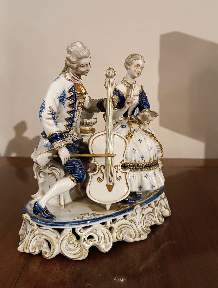 Late 19th Century Porcelain Sculpture Group “music Scene” -photo-1