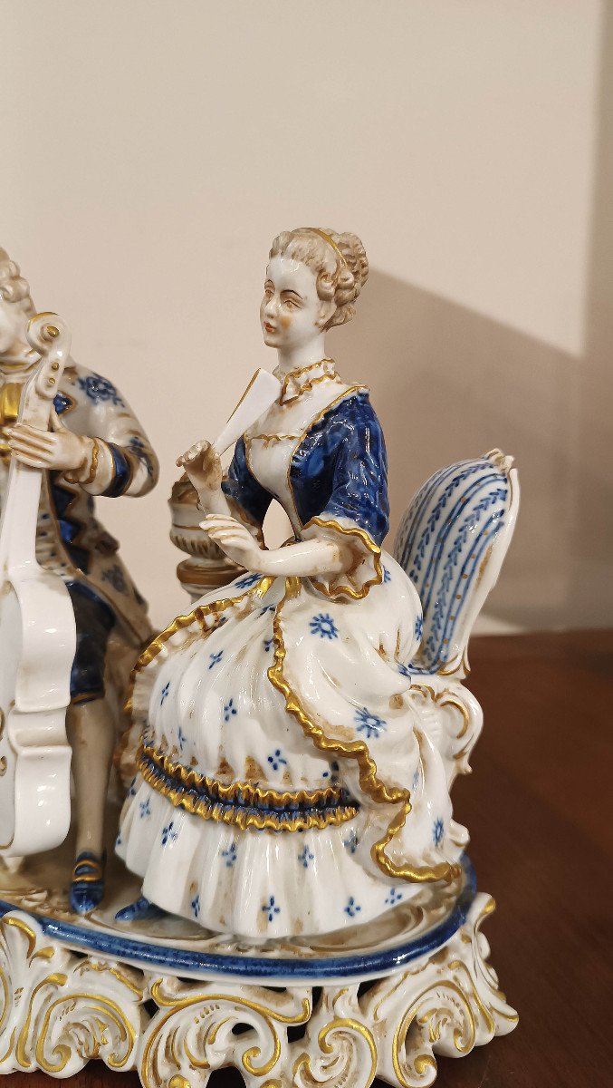 Late 19th Century Porcelain Sculpture Group “music Scene” -photo-3