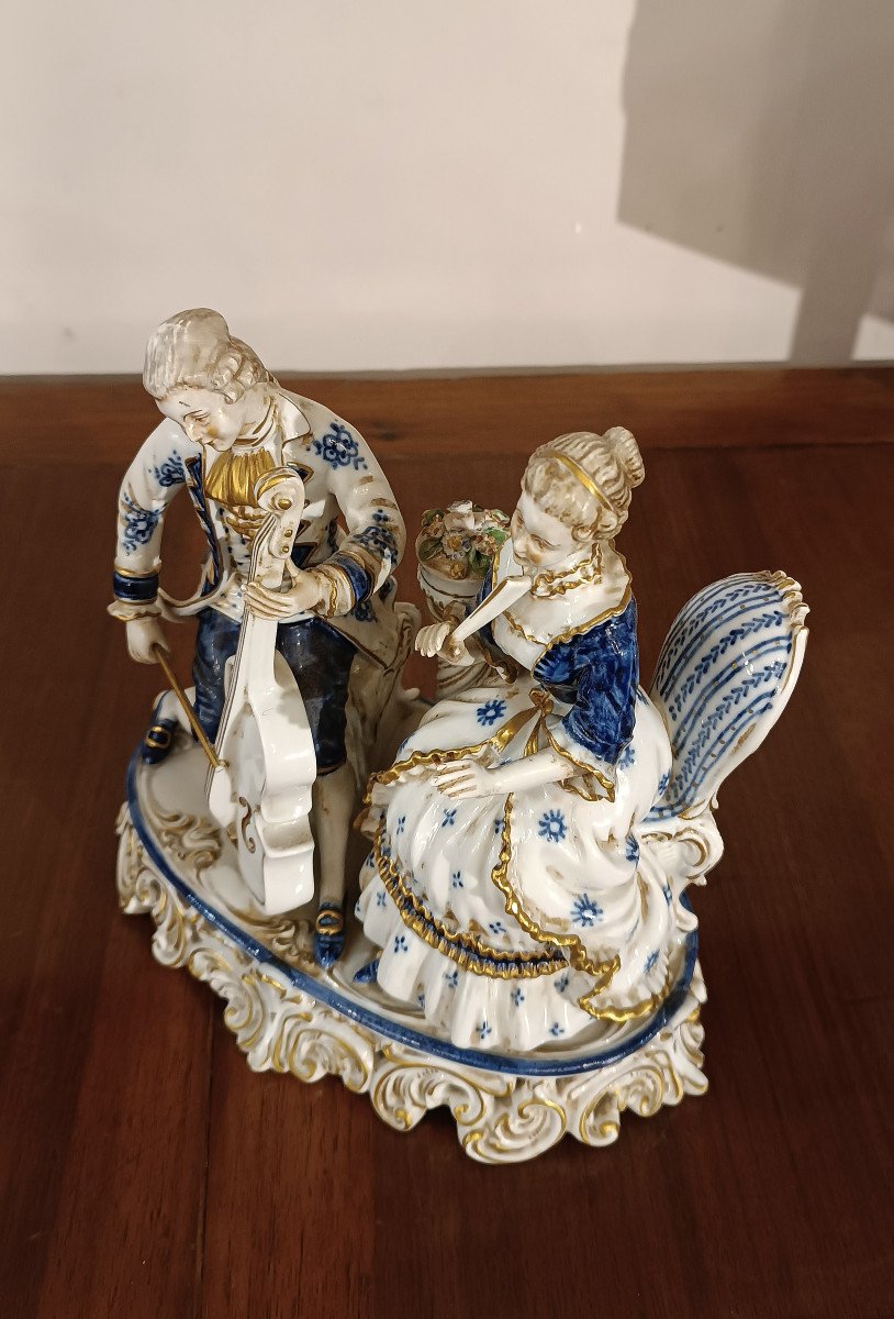 Late 19th Century Porcelain Sculpture Group “music Scene” -photo-4