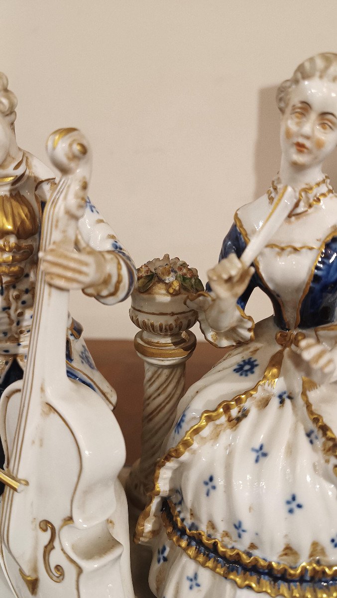 Late 19th Century Porcelain Sculpture Group “music Scene” -photo-7