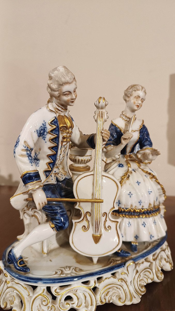 Late 19th Century Porcelain Sculpture Group “music Scene” -photo-8