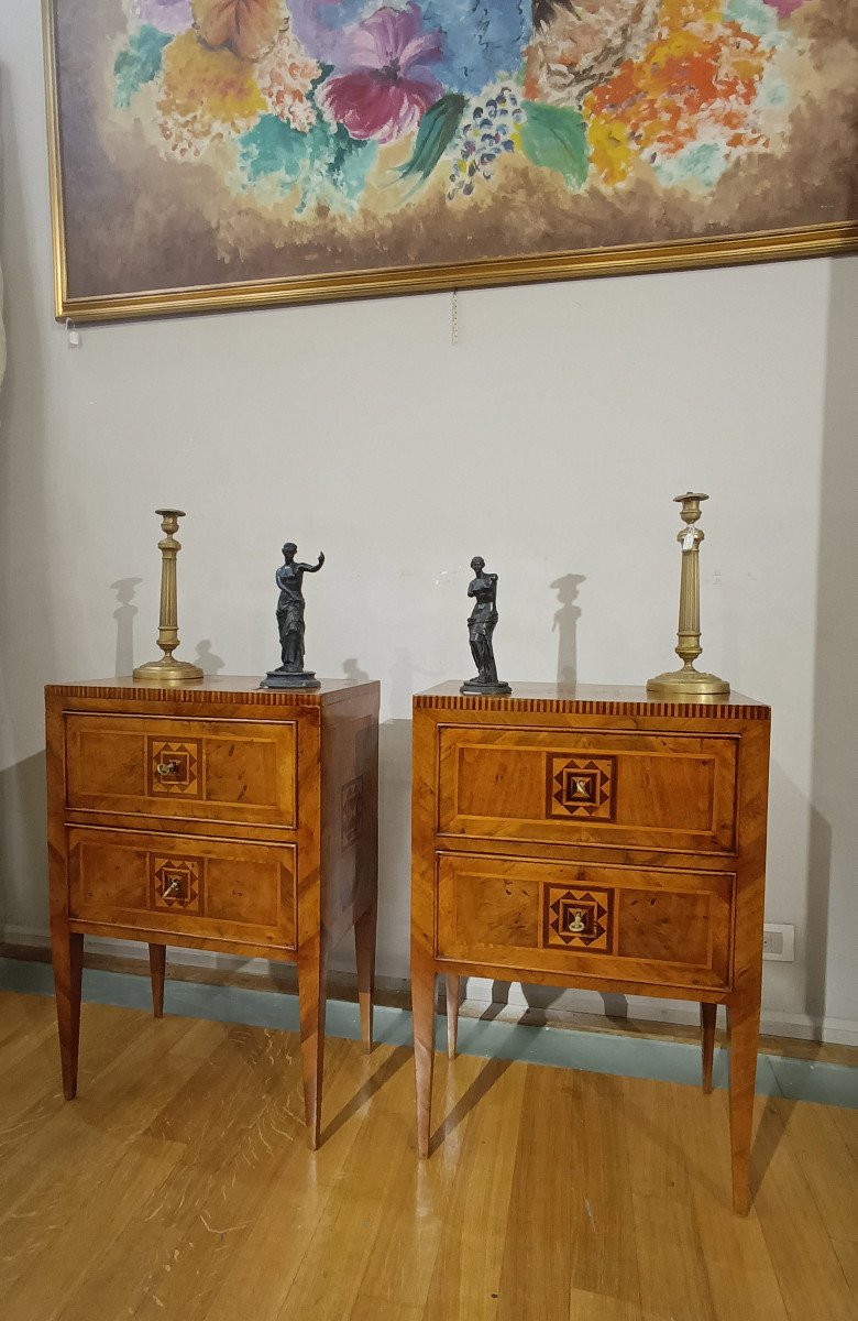 Second Half Of The 18th Century Pair Of Neoclassic Bedside Tables -photo-6