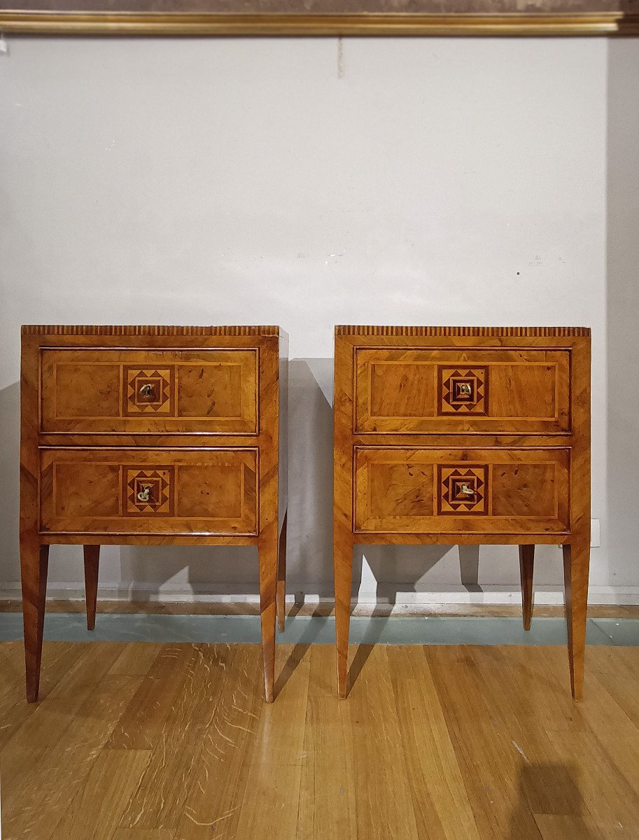 Second Half Of The 18th Century Pair Of Neoclassic Bedside Tables -photo-7