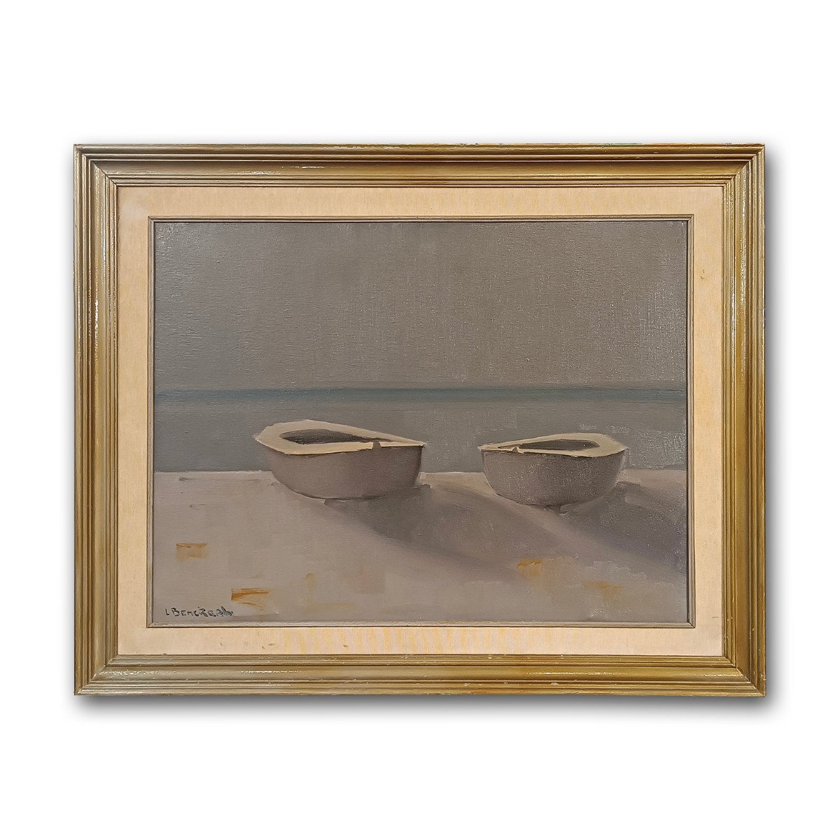 Second Half Of The 20th Century Painting With Boats 