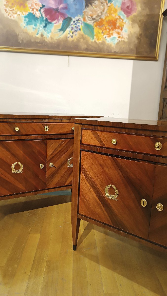 Late 18th Century Pair Of Walnut Veneered Sideboards-photo-8