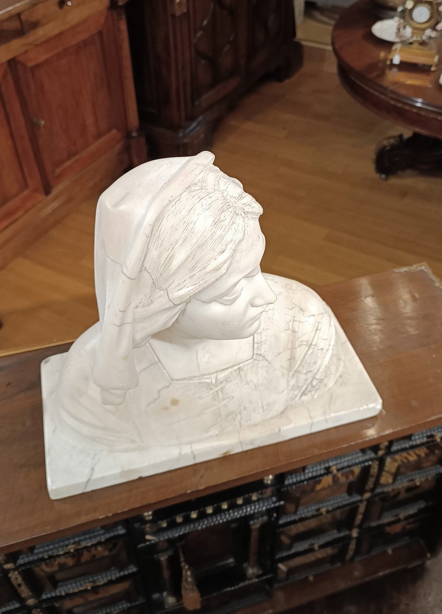 First Half Of The 19th Century Marble Bust Of Joan Of Arc -photo-2