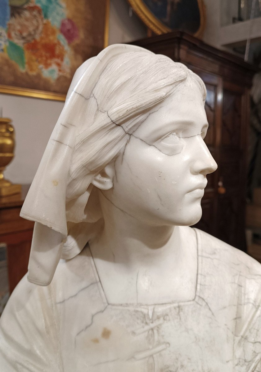 First Half Of The 19th Century Marble Bust Of Joan Of Arc -photo-3