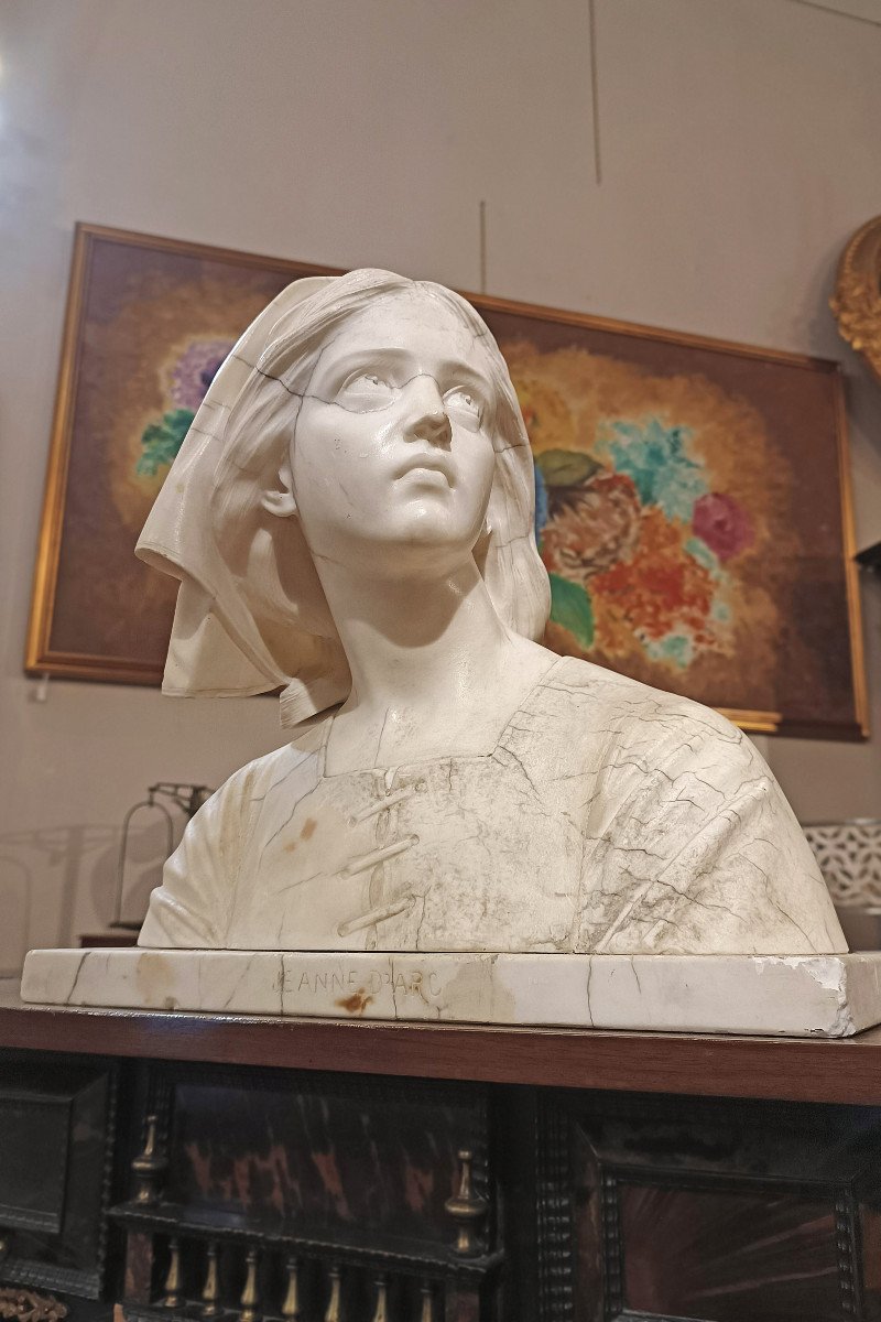 First Half Of The 19th Century Marble Bust Of Joan Of Arc -photo-6