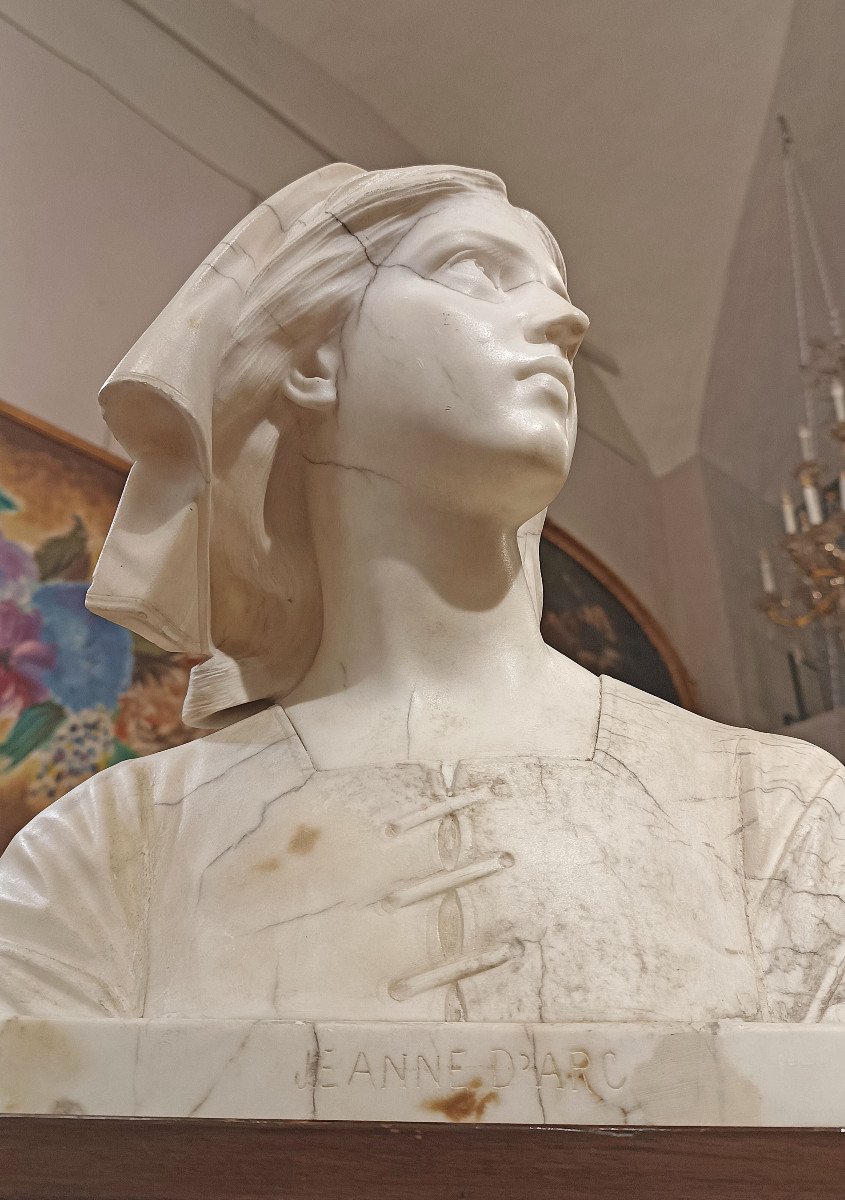 First Half Of The 19th Century Marble Bust Of Joan Of Arc -photo-7