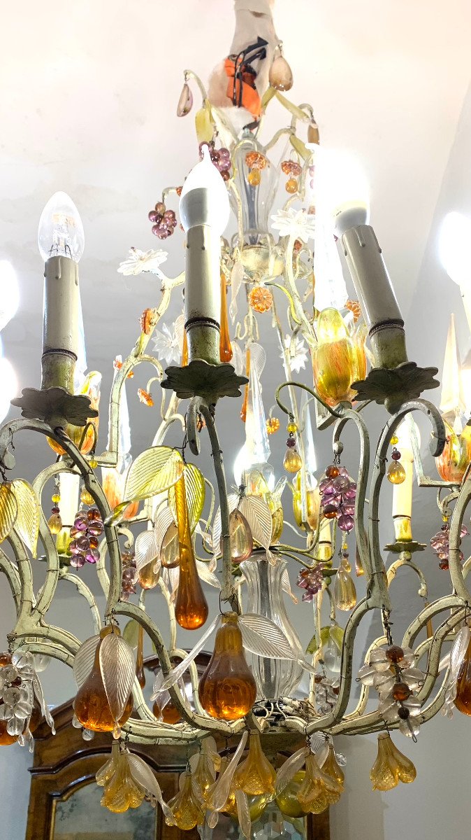 Late 19th Century Chandelier With Glass Fruit -photo-2