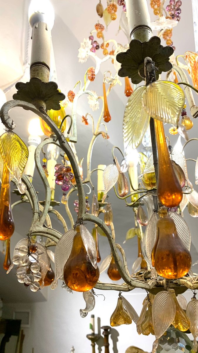 Late 19th Century Chandelier With Glass Fruit -photo-3