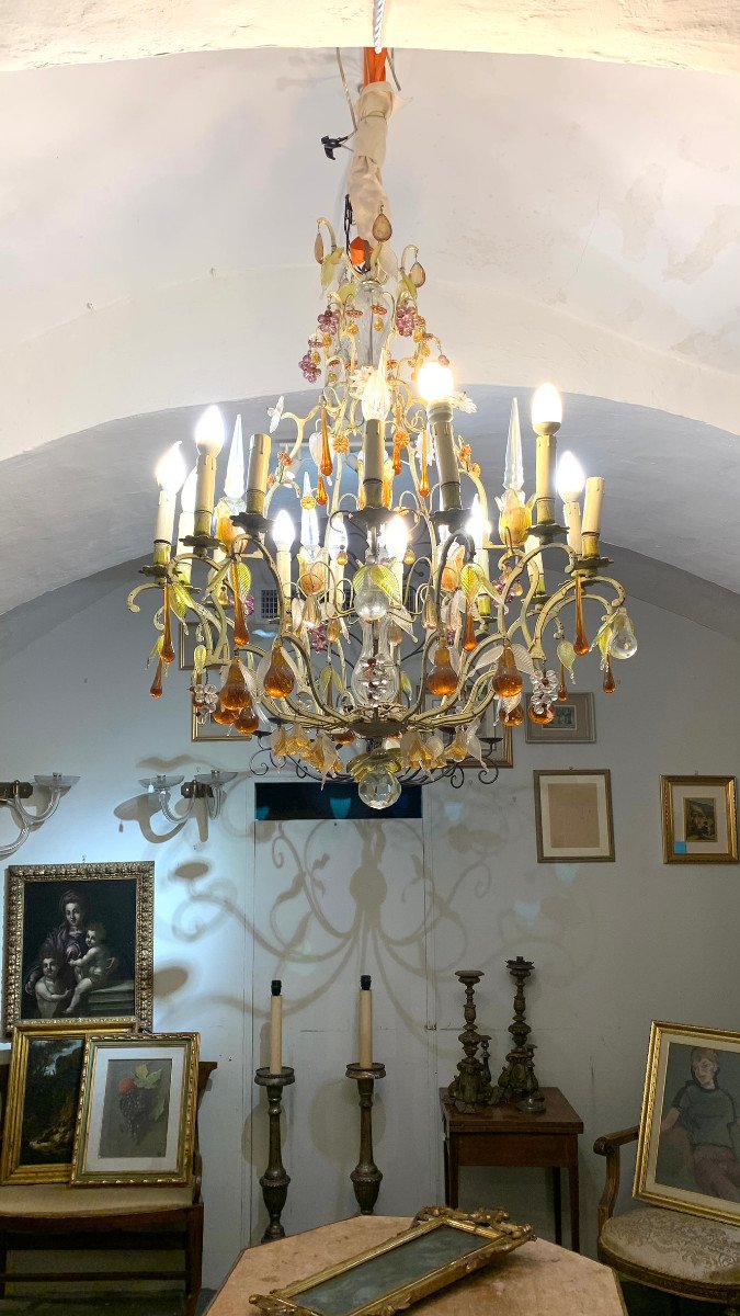 Late 19th Century Chandelier With Glass Fruit -photo-5