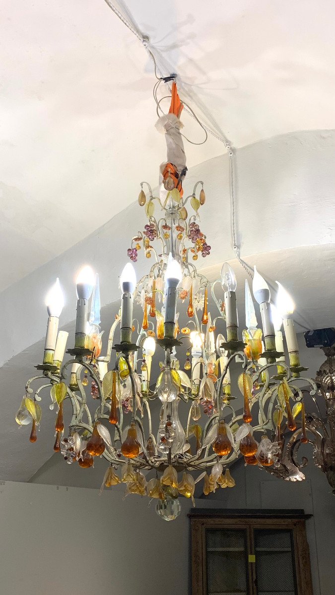 Late 19th Century Chandelier With Glass Fruit -photo-8