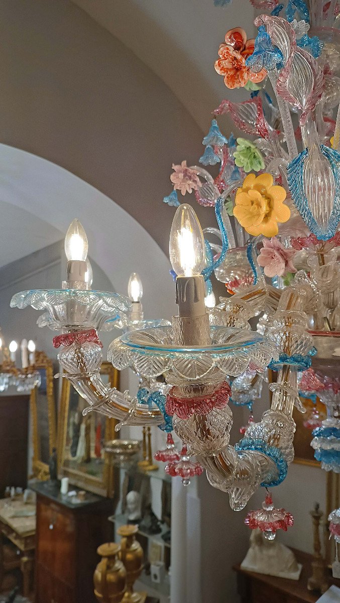 Late 19th Century Multicoloured Murano Glass Chandelier-photo-3