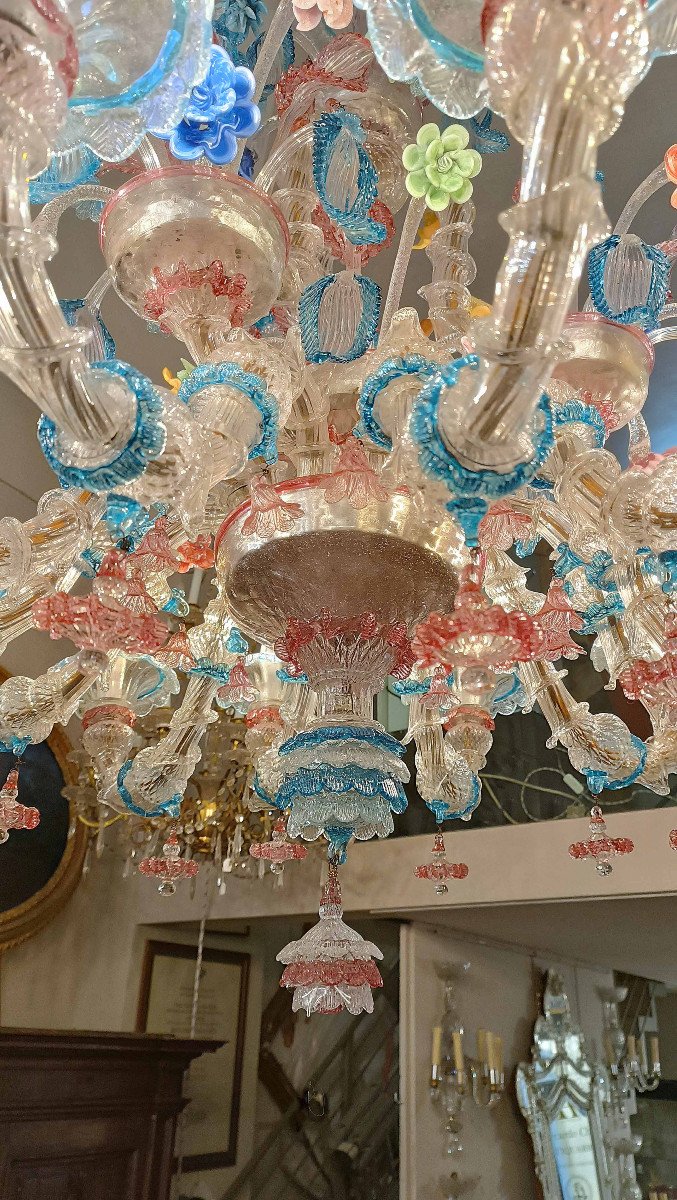 Late 19th Century Multicoloured Murano Glass Chandelier-photo-5