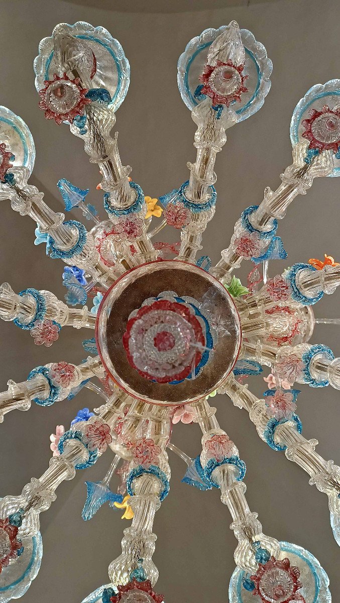 Late 19th Century Multicoloured Murano Glass Chandelier-photo-7