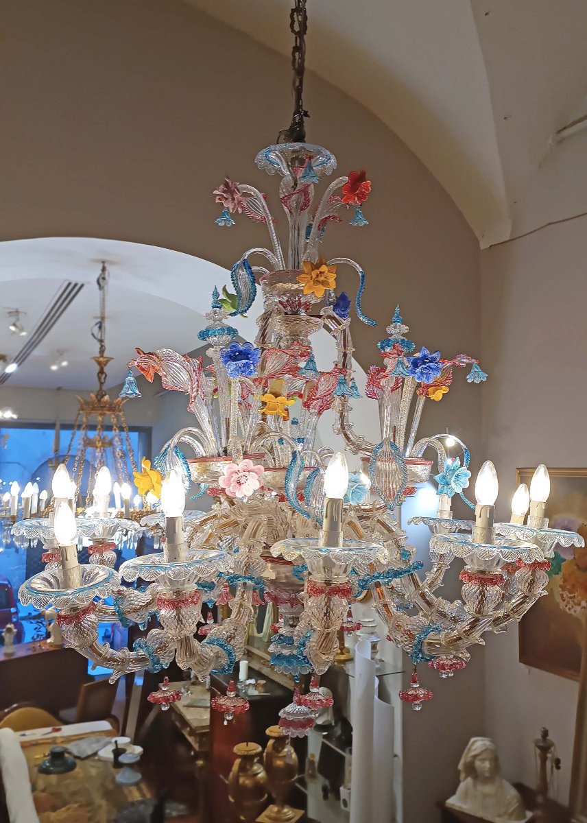 Late 19th Century Multicoloured Murano Glass Chandelier-photo-8