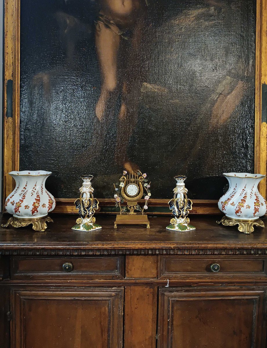 First Half Of The 19th Century Pair Of Porcelain Candlesticks-photo-6