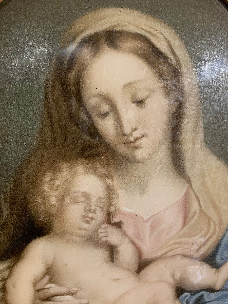 VIERGE ET L'ENFANT SUR VERRE 19ème SIÈCLE-photo-4