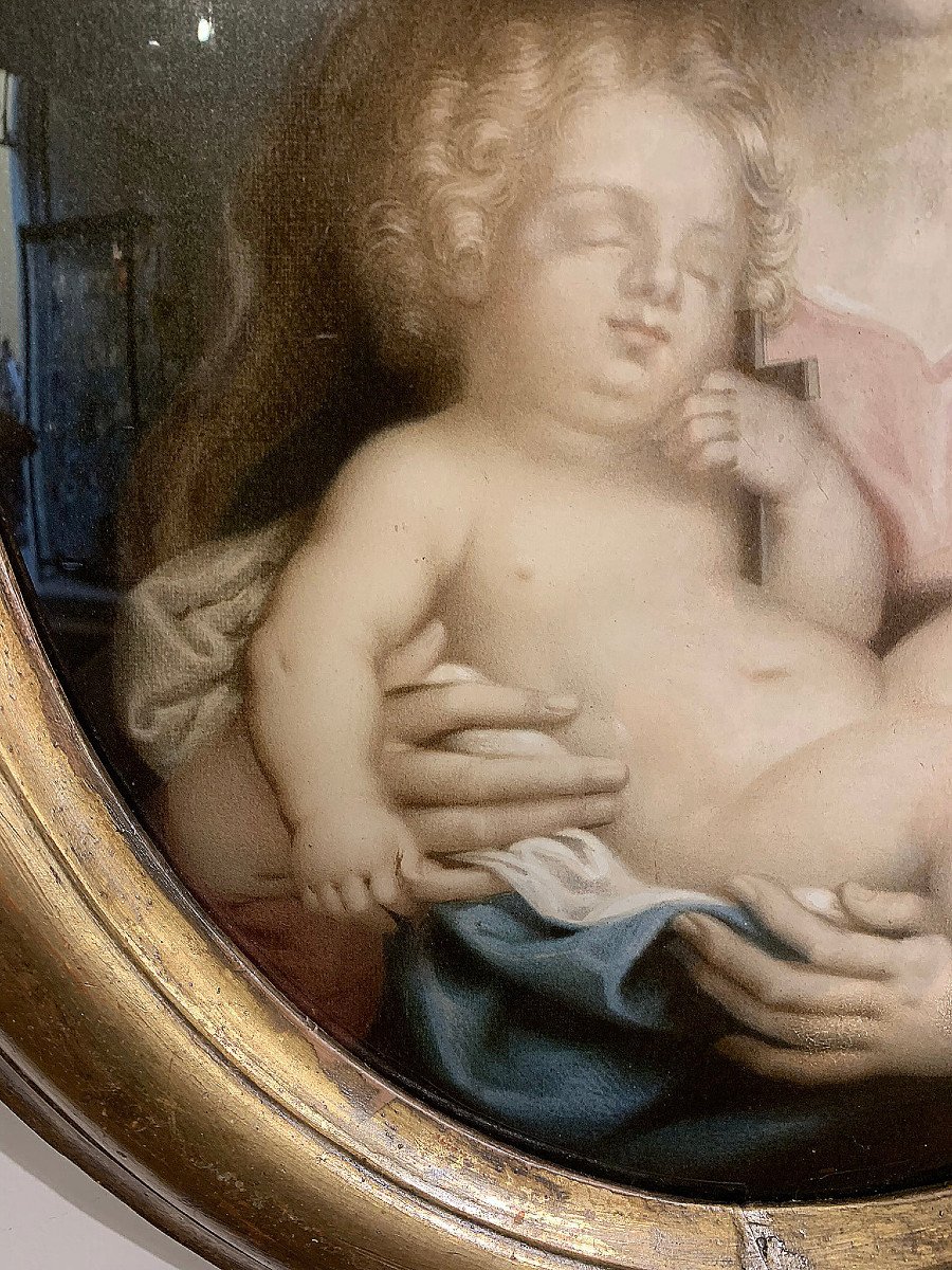 VIERGE ET L'ENFANT SUR VERRE 19ème SIÈCLE-photo-1