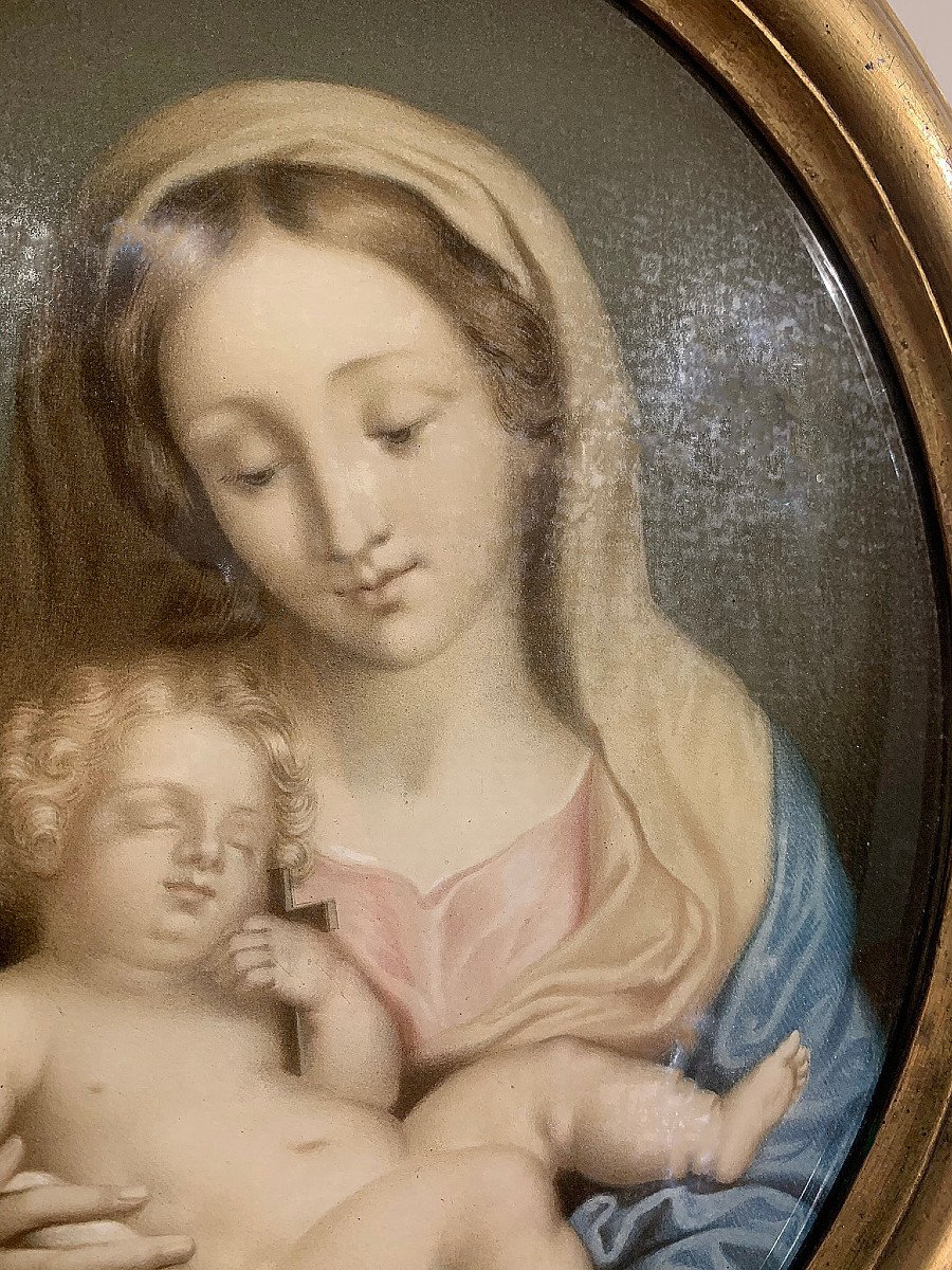 VIERGE ET L'ENFANT SUR VERRE 19ème SIÈCLE-photo-2