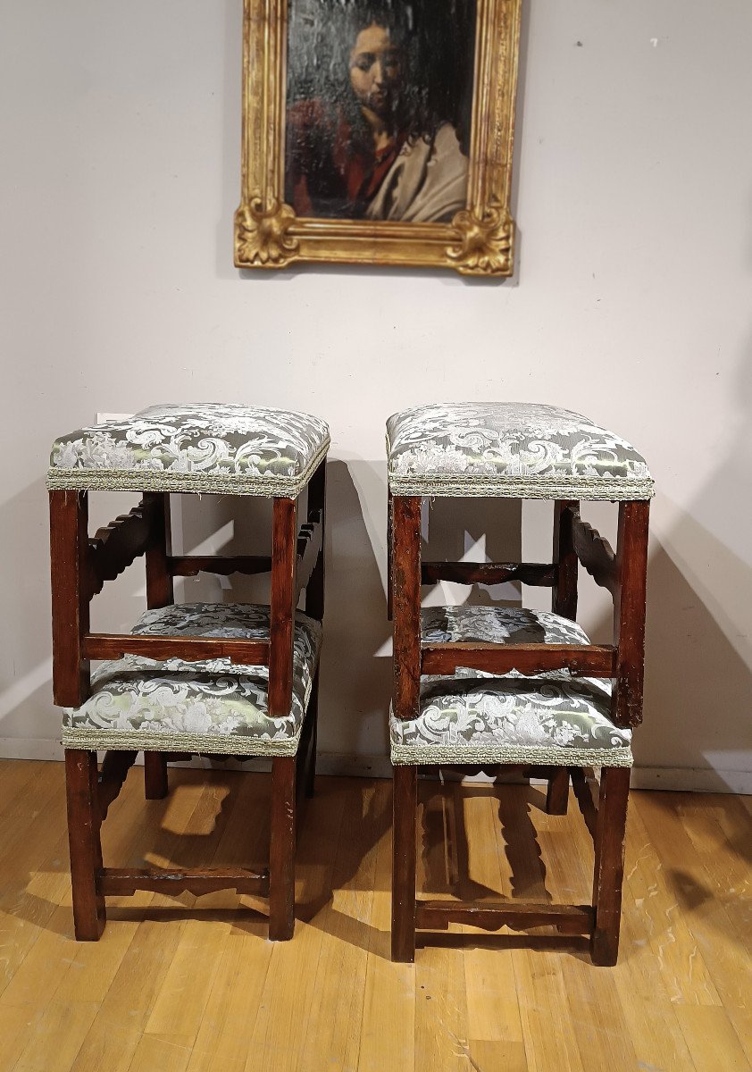 Late 17th Century Four Louis XIV Walnut Stools -photo-3