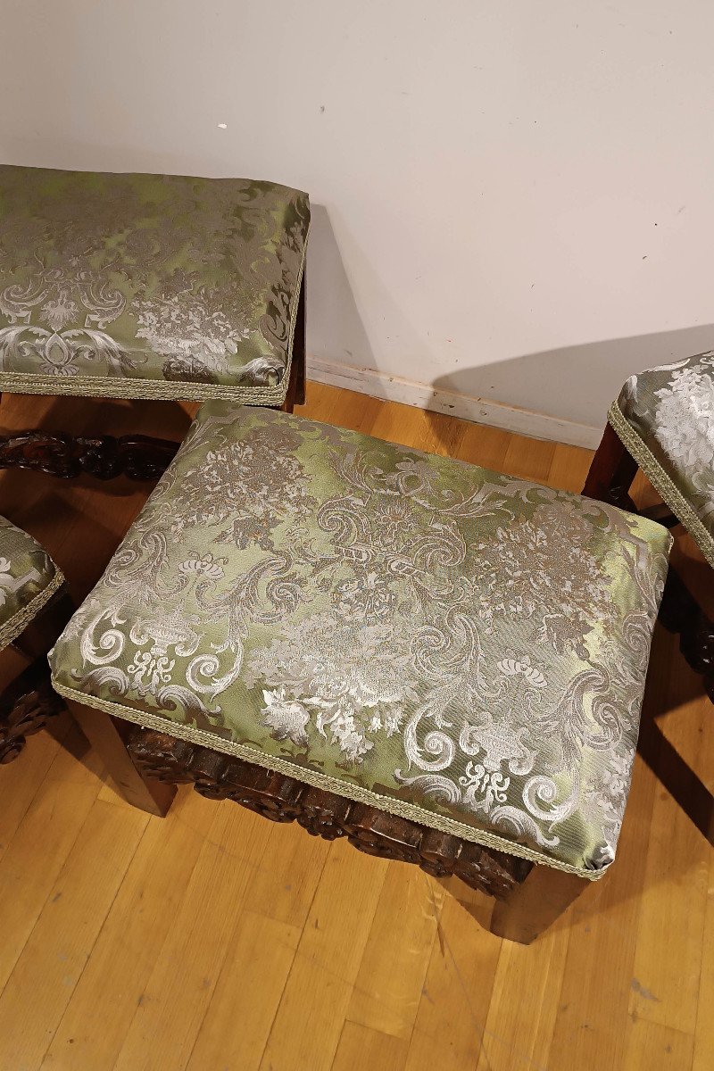 Late 17th Century Four Louis XIV Walnut Stools -photo-2