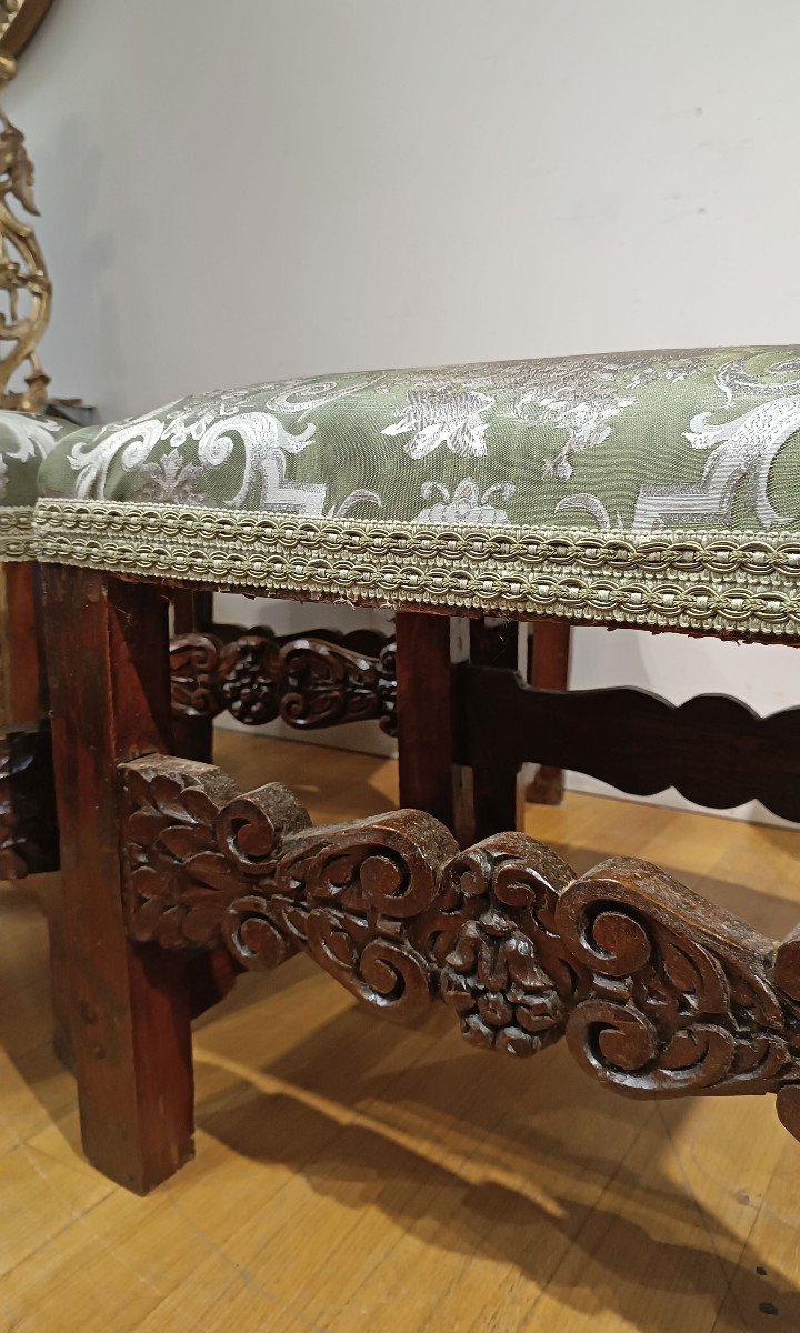 Late 17th Century Four Louis XIV Walnut Stools -photo-3