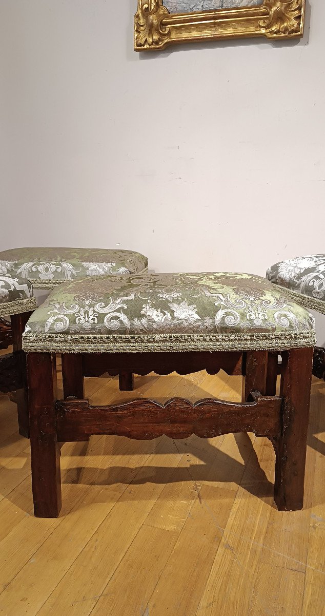 Late 17th Century Four Louis XIV Walnut Stools -photo-5