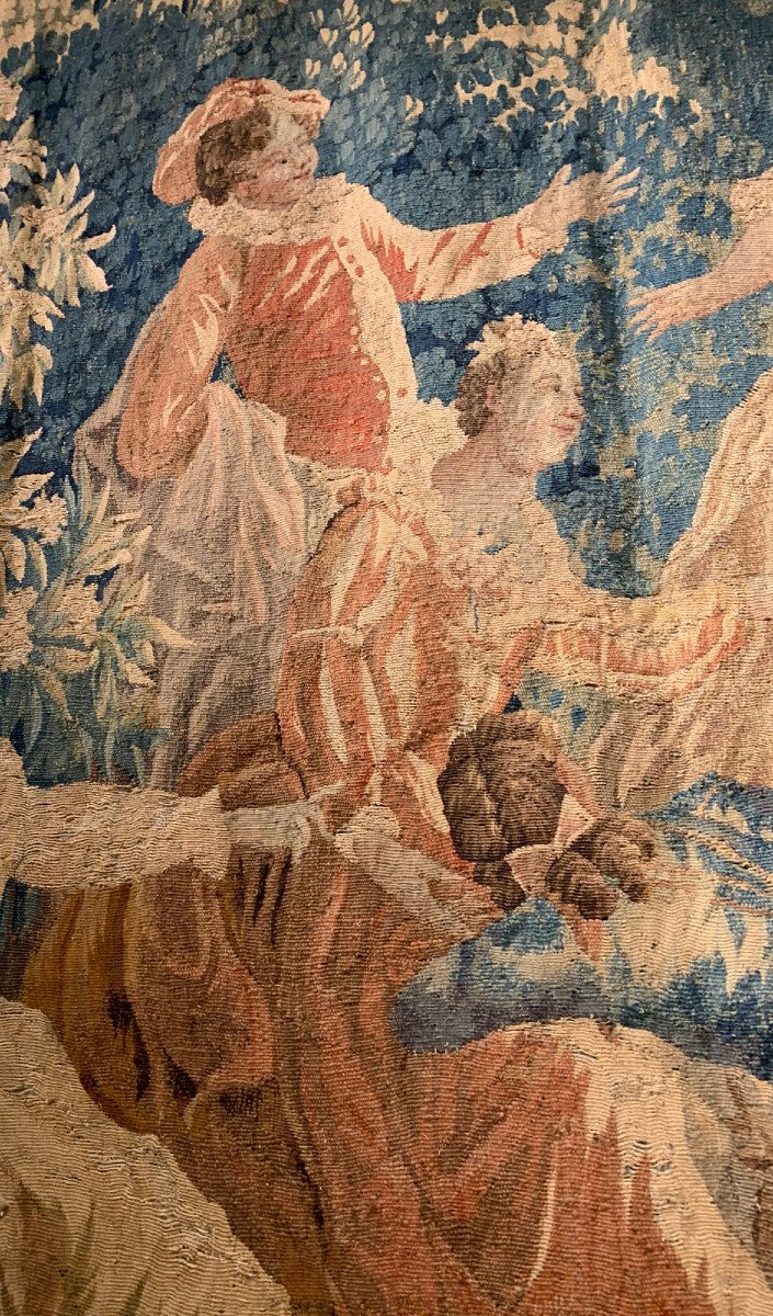 Third Quarter 18th Century Tapestry With “hot Hand Game”-photo-5