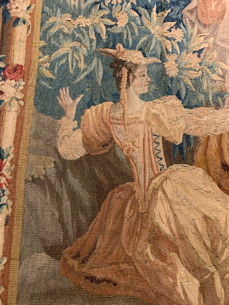 Third Quarter 18th Century Tapestry With “hot Hand Game”-photo-6