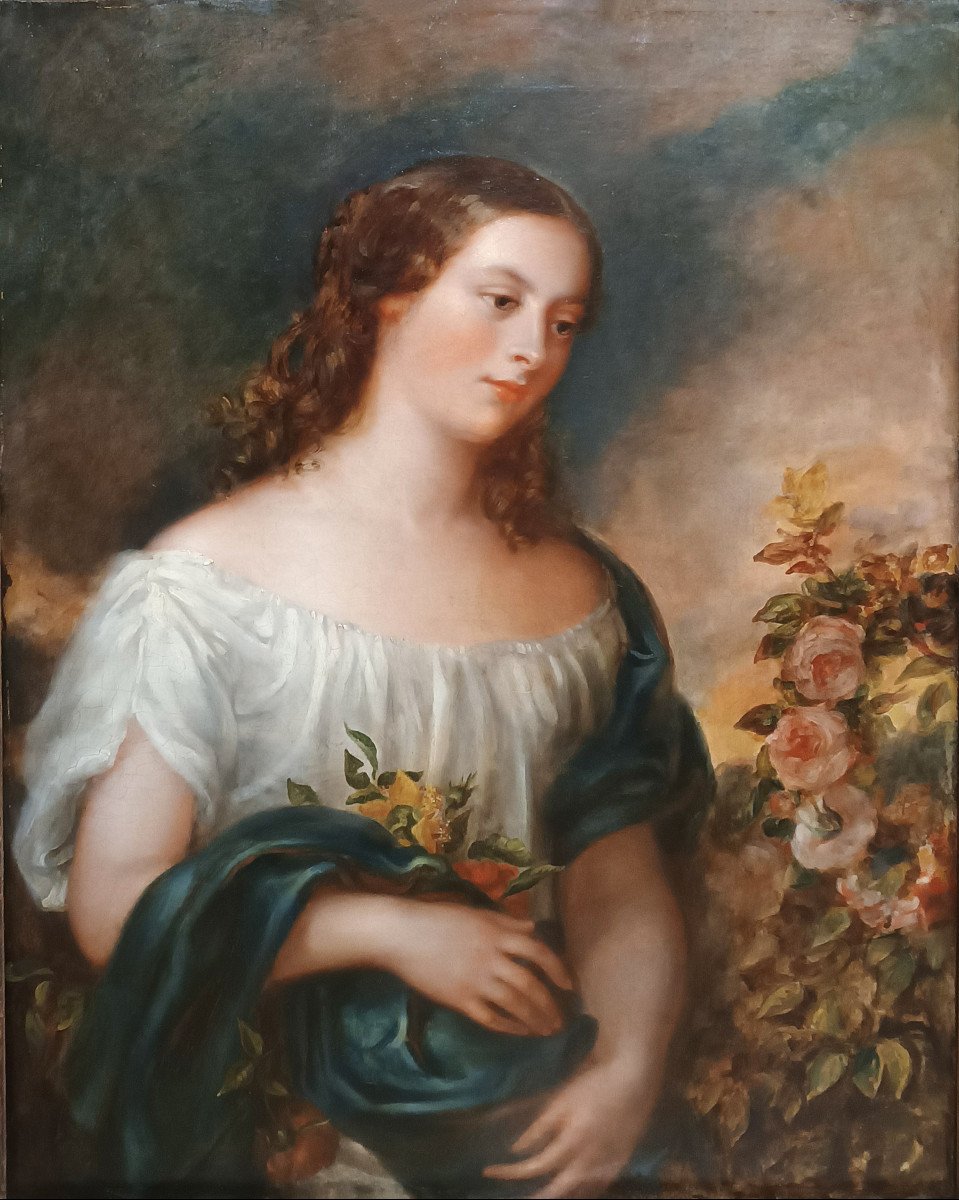 Early 19th Century Painting Allegory Of Spring -photo-3