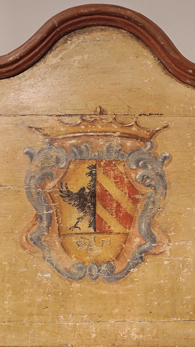 Painted Small Bench With Coat Of Arms Second Half Of The 18th Century-photo-3