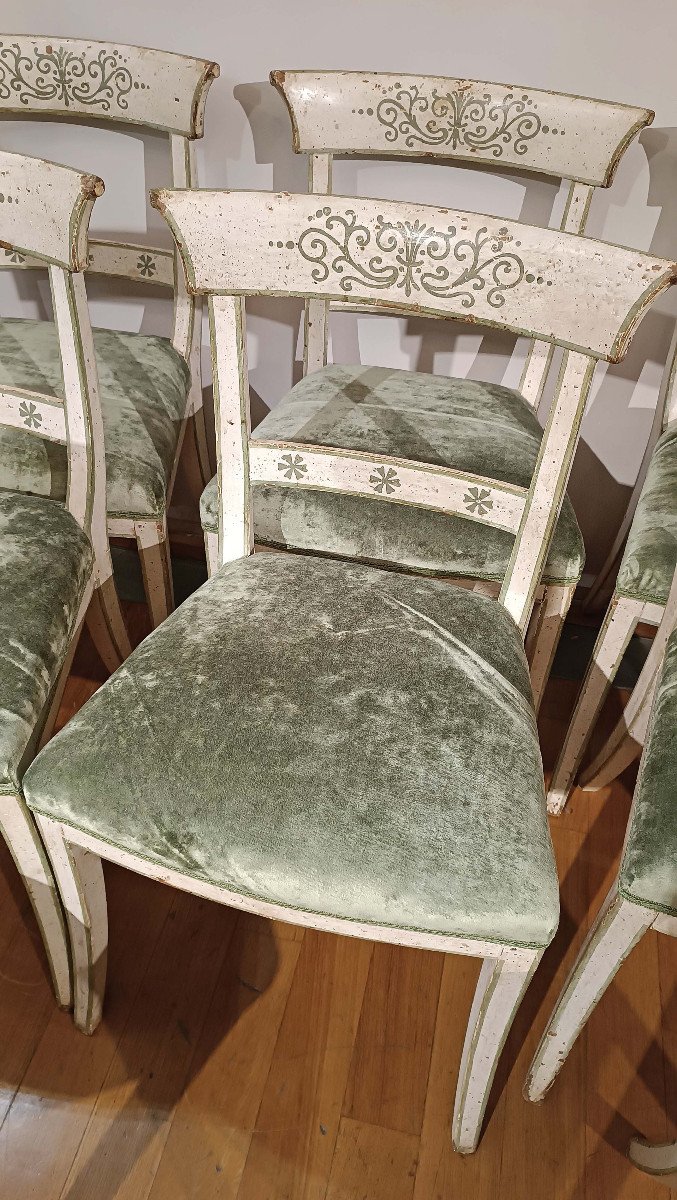 End Of The 18th Century Eight Directory Lacquered Chairs-photo-3