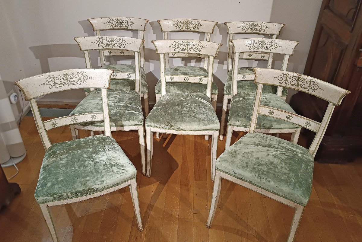 End Of The 18th Century Eight Directory Lacquered Chairs-photo-6