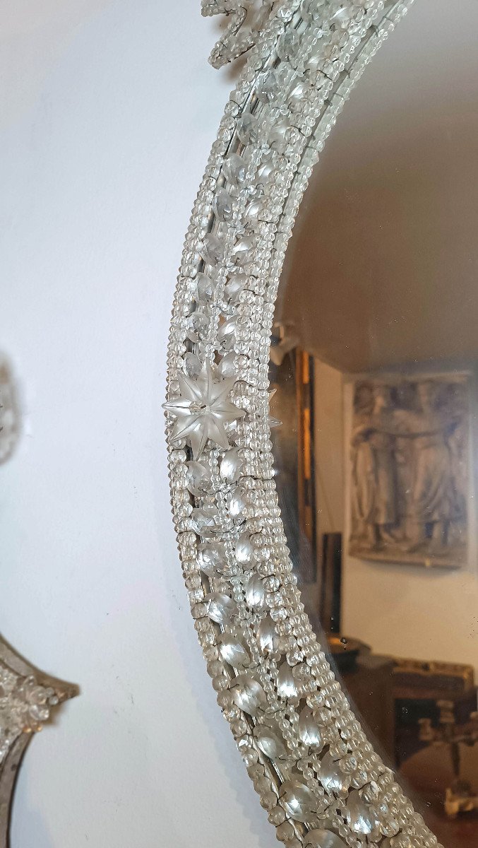 Late 18th Century Neoclassical Mirror With Crystals -photo-4