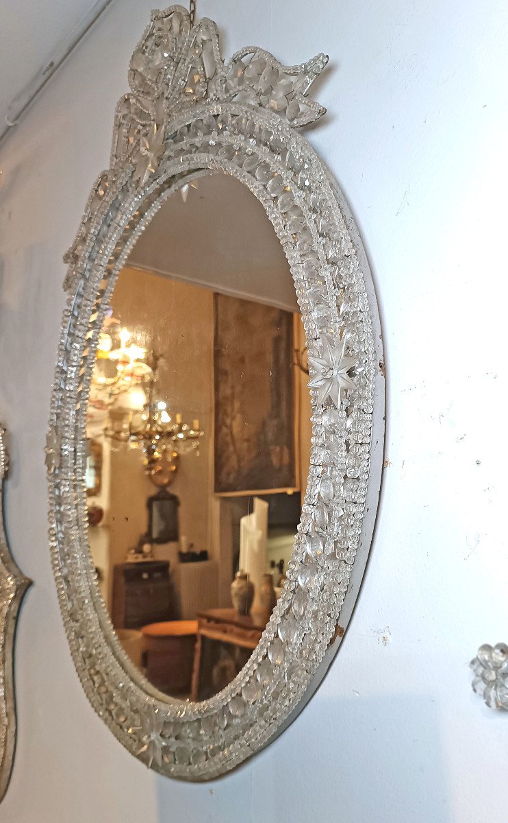 Late 18th Century Neoclassical Mirror With Crystals -photo-5