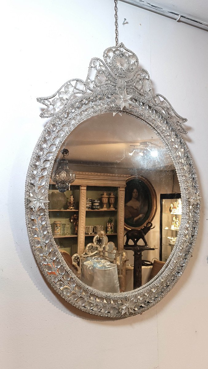 Late 18th Century Neoclassical Mirror With Crystals -photo-7